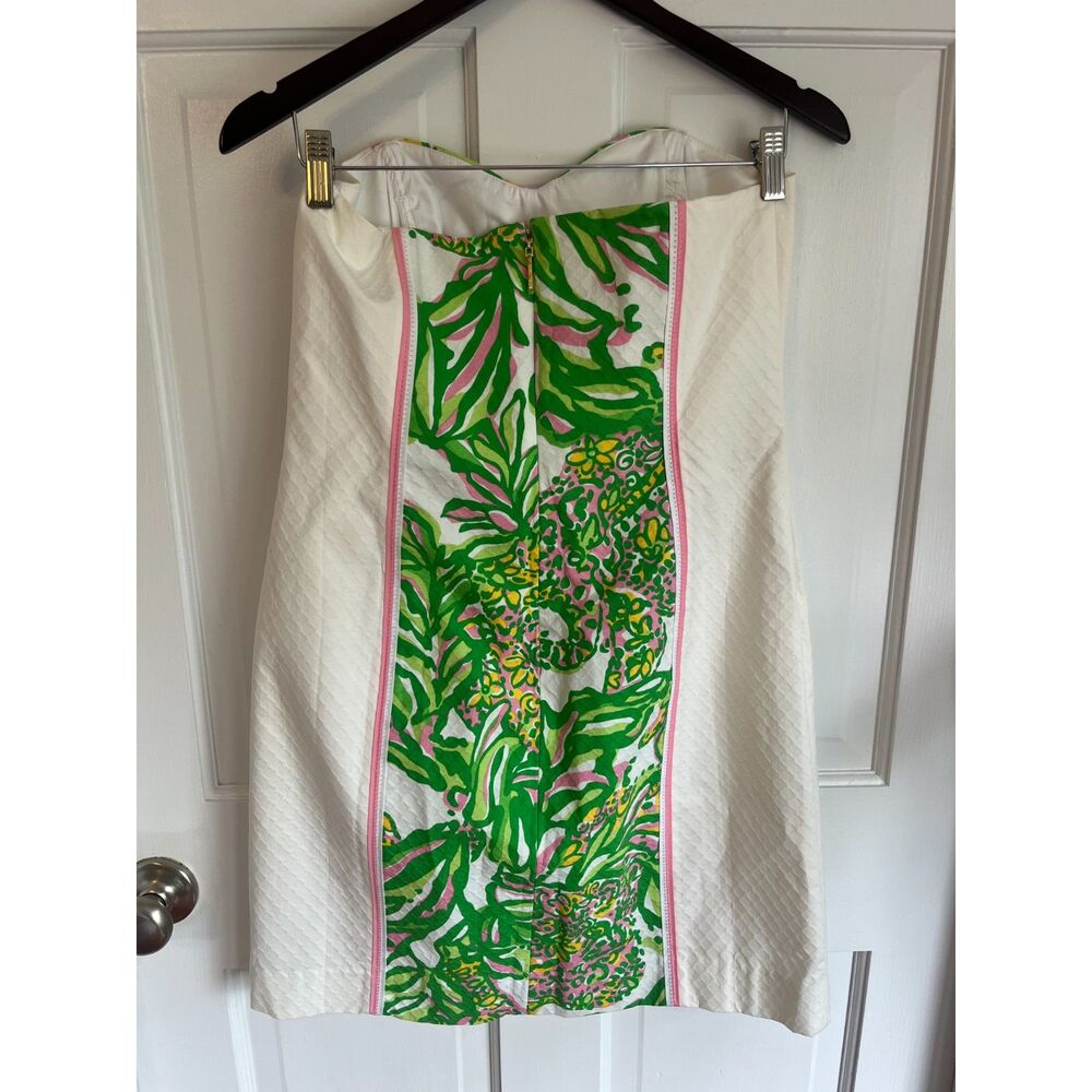 Lilly Pulitzer Angela Seeing Pink Elephants Strapless Sweetheart Dress SZ 10 NWT - Picture 5 of 13